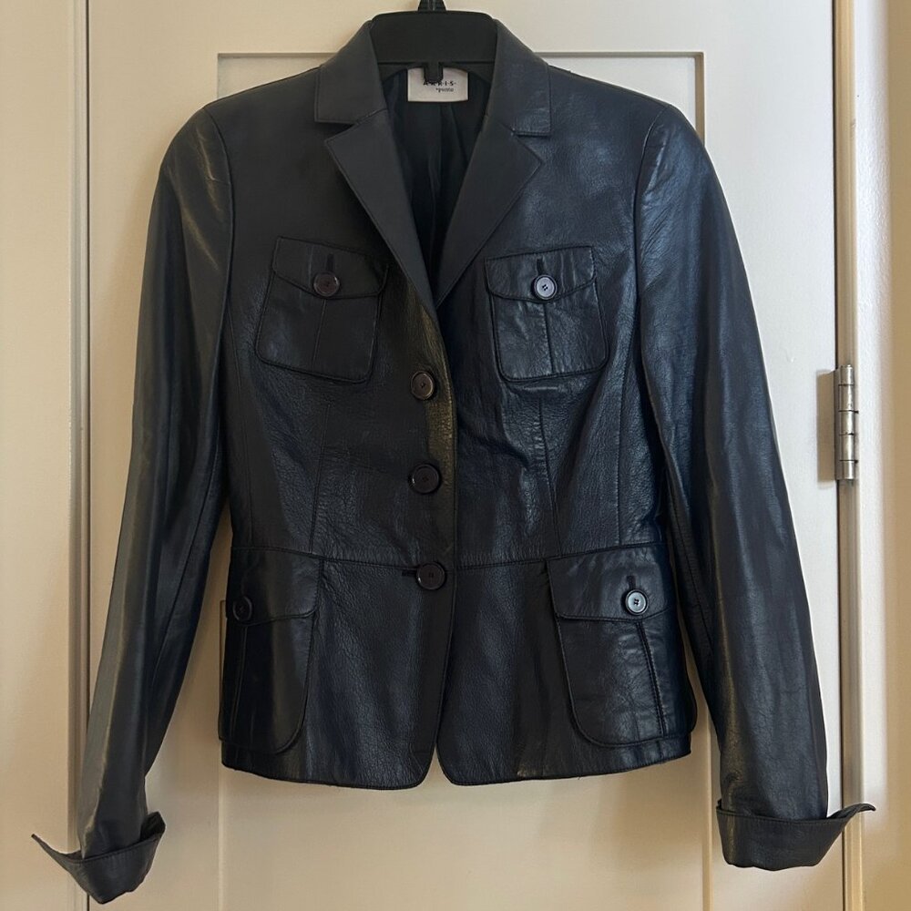 *NEW* Akris Punto Navy Leather Bomber Jacket US 4